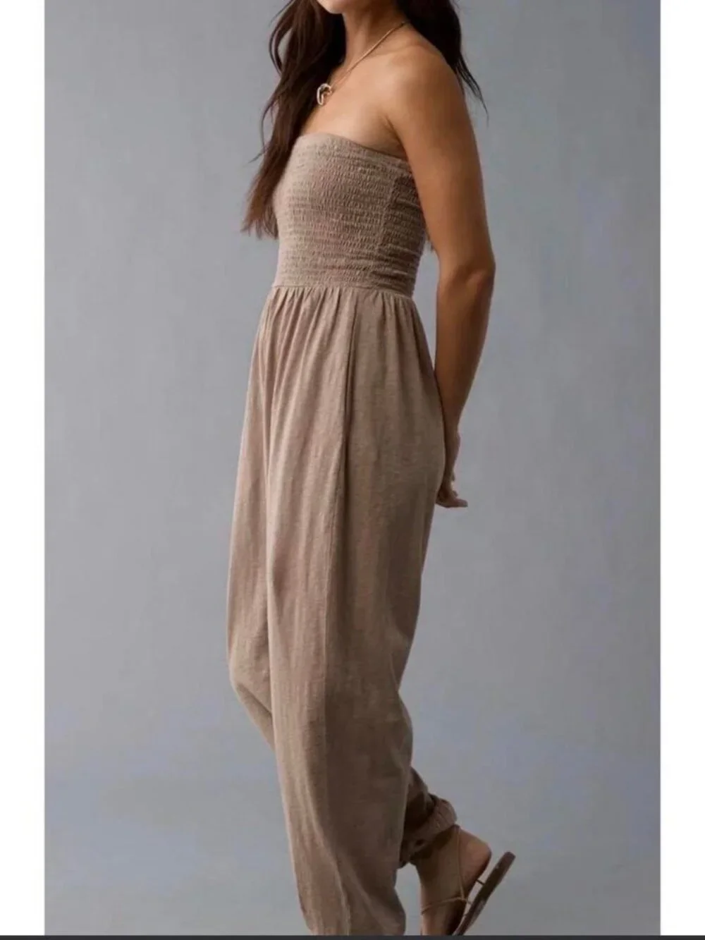 American Eagle Strapless Tube Smocked Jumpsuit Size XS